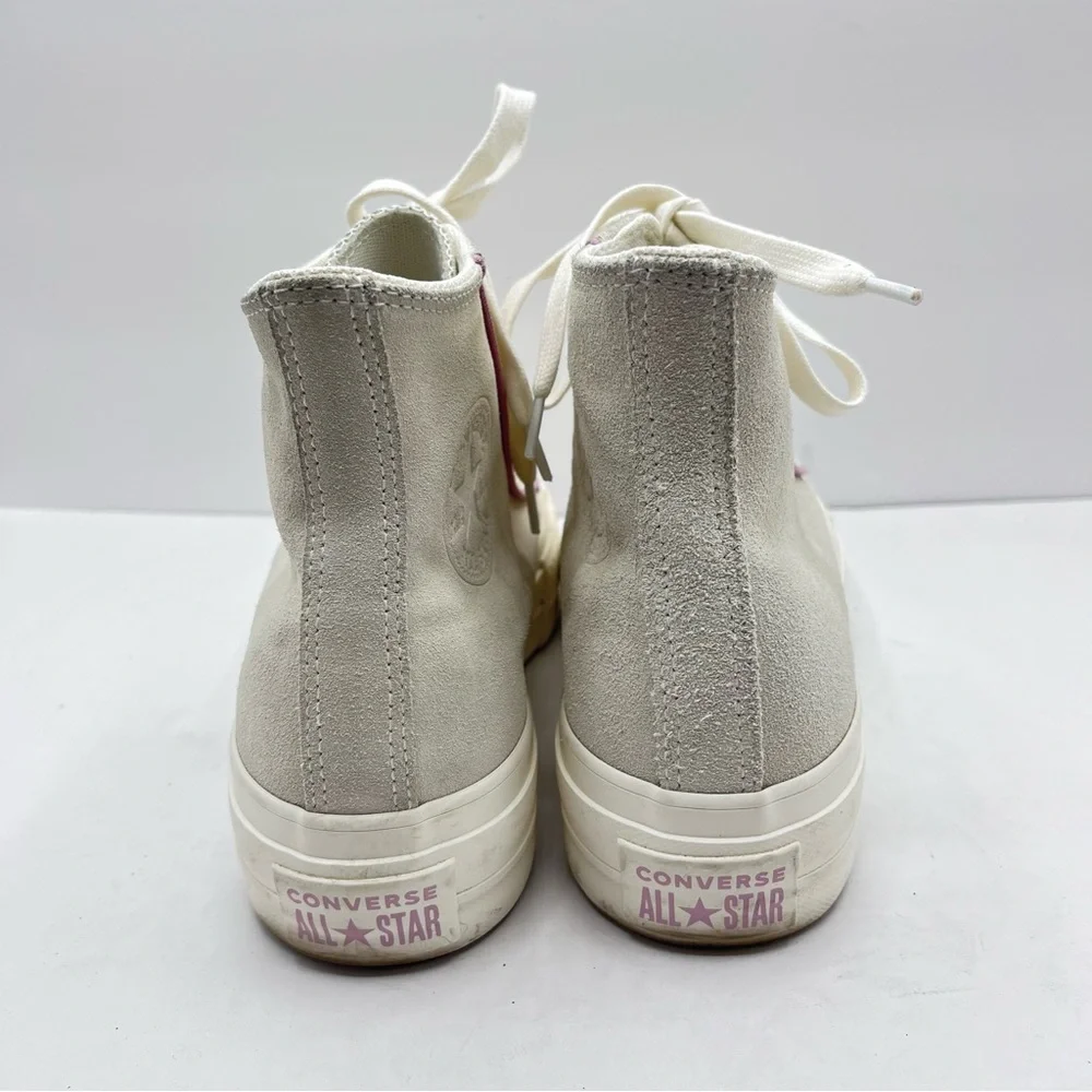 Converse Chuck Taylor Women’s 8.5 Platform High Top Suede Sneakers Pink Piping